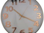 Casey Wall Clock Round Rose Gold Outer Rim With White Background