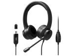 Port Black Comfortable Office Stereo USB Headset