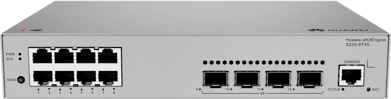 Huawei S220-8P4S-S220-8P4S(810/100/1000BASE-T ports(125W PoE+),4*GE SFP ports, AC power）