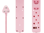 2x Switched 4 Way Surge Multiplug 3M Braided Cord Pink