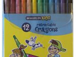 Marlin Kids Retractable Crayons Pack of 12 , Non Toxic Non Edible , Bright Colours