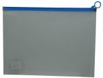 Brainware A4 Clear Carry Folder With Blue Easy Slide Zip