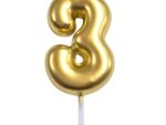 Casey 10cm Gold Numerical Birthday Candle Nr.3 Retail