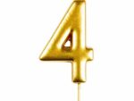 Casey 10cm Gold Numerical Birthday Candle Nr.4 Retail