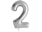 Casey 10cm Silver Numerical Birthday Candle Nr.2 Retail