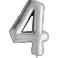 Casey 10cm Silver Numerical Birthday Candle Nr.4 Retail