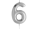 Casey 10cm Silver Numerical Birthday Candle Nr.6 Retail
