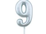 Casey 10cm Silver Numerical Birthday Candle Nr.9 Retail