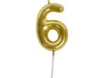 Casey 10cm Gold Numerical Birthday Candle Nr.6 Retail