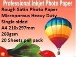 EBox Rough Satin Photo Paper - A4 210x297mm-260gsm-20 Sheets per pack