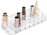 Casey Glam Guru Lipstick Shelf Organiser- Clear Acrylic Tabletop 24 Lipstick Shelf Organiser For Bedroom and Bathroom