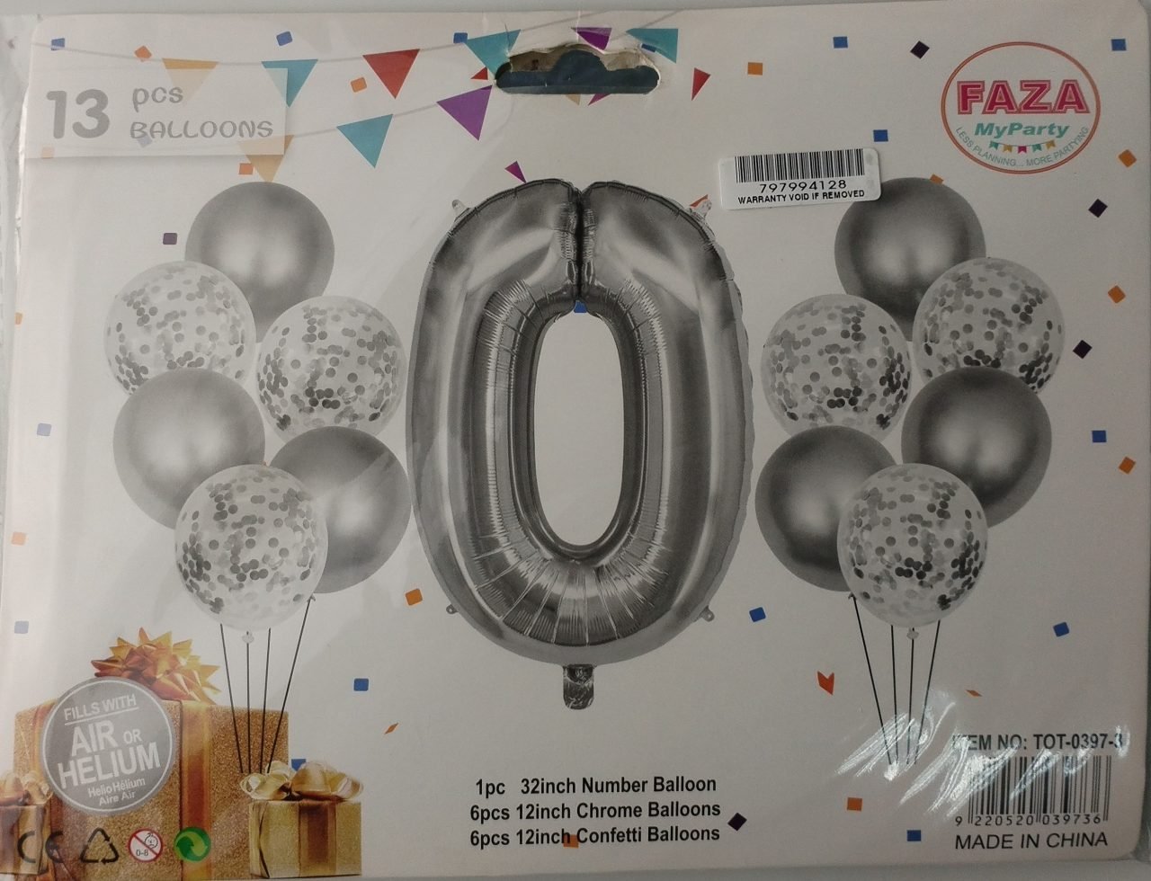 Casey 13pc Silver and White Balloon Set Nr.0