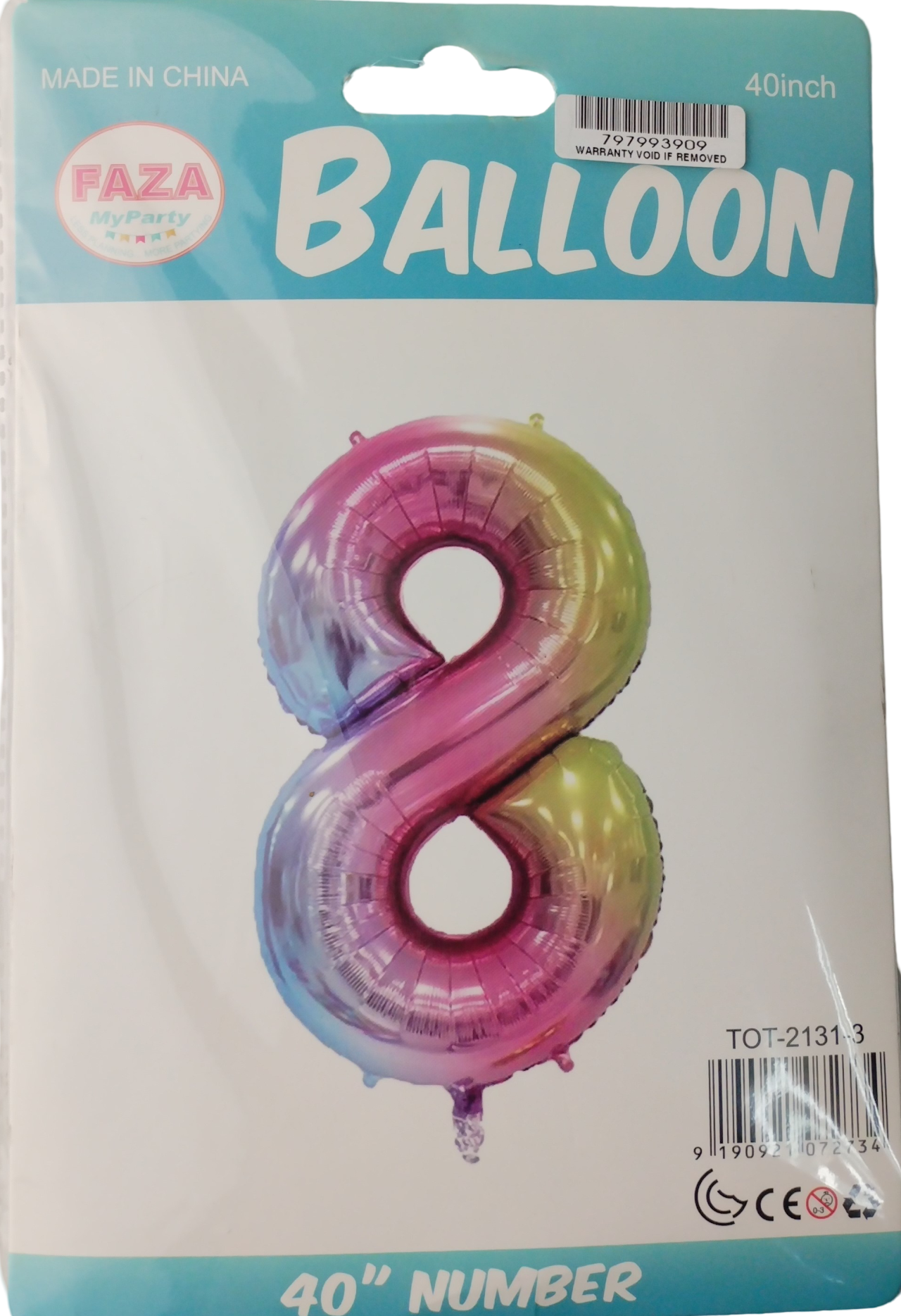 Casey 102cm Rainbow Balloon Number 8
