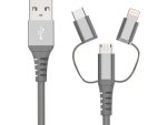 3-in-1 Cirago Charge and Sync Cable (Space Gray, Braided) ***New Launc