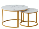 Everfurn Nile Nesting Coffee Table White & Gold 2 Piece