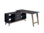 Everfurn Premium Lunar Office Desk - Black L-Shaped Desk With Storage