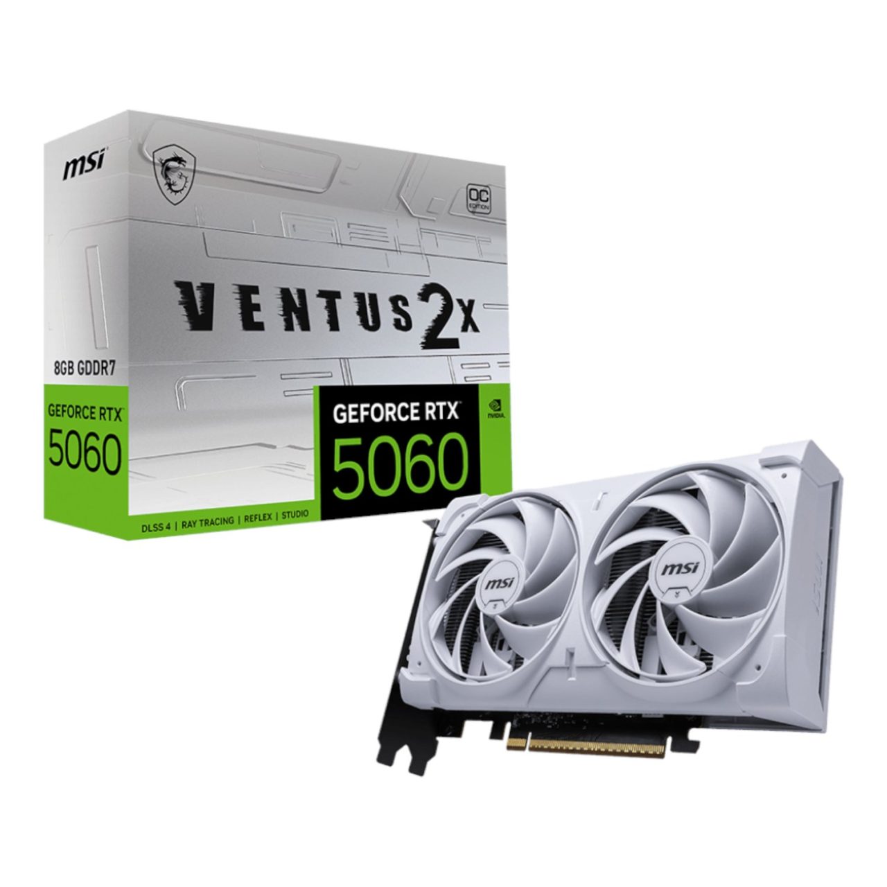MSI nVidia Geforce RTX 5060 Ventus 2X OC 8GB GDDR7 PCI-e 5.0 x16 Graphics card - White