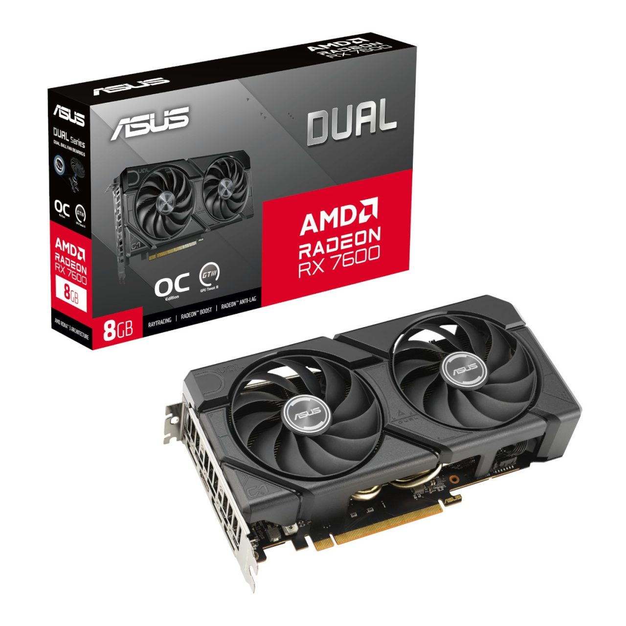 Asus Dual Radeon RX 7600 EVO OC Edition 8GB GDDR6 Graphics Card