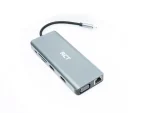 RCT compact 12-in-1 hub with 2 HDMI; 1 VGA; 3 USB3.0; 1 USB 2.0; 1 RJ45