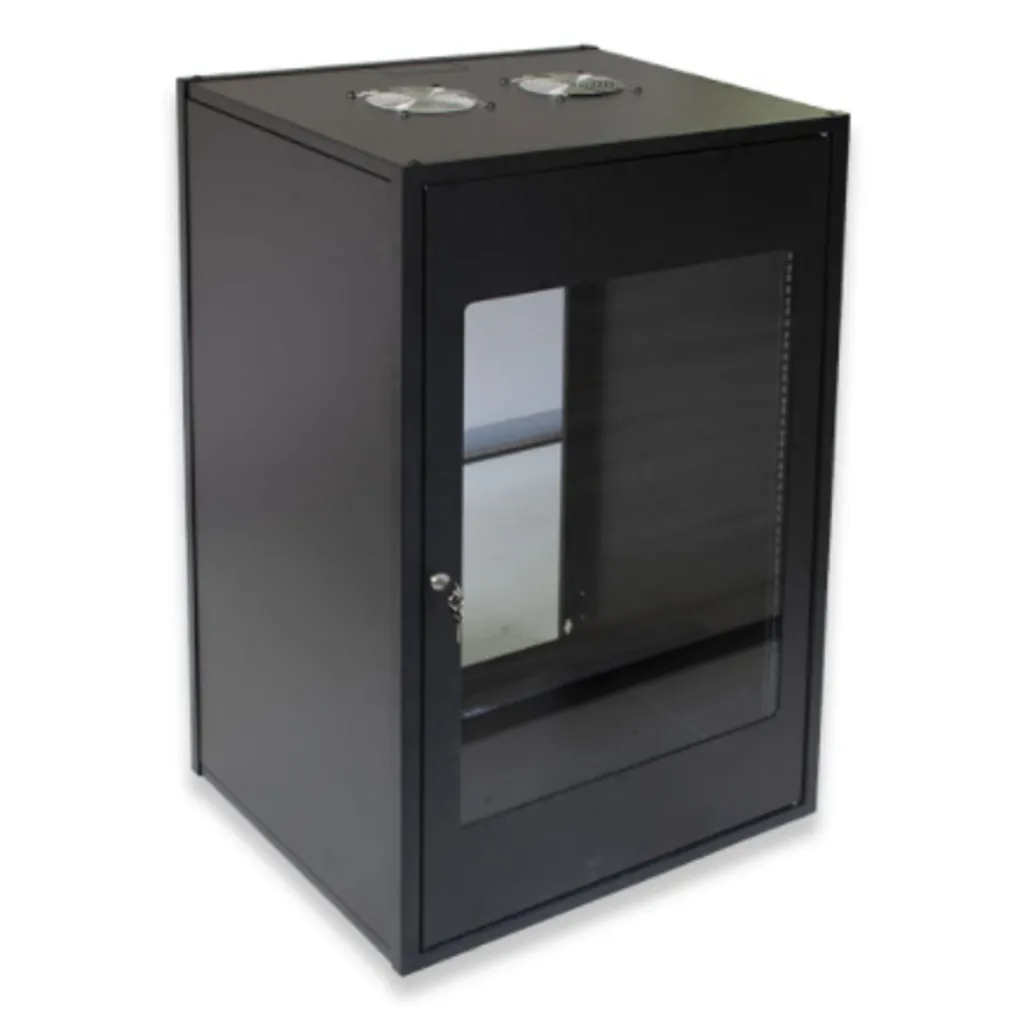 RCT 20U AP Pre-coated black wall mount cabinet 2x uprights 2x glands