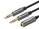 UGreen UV140 AUX 3.5mm Audio Splitter Cable - Black/Grey