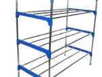 Nordic Blue Wind Cross 3 Tier 12 Shoe Steel Rack