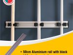 Janitorial Wall Rail Only 50cm (With Black End Clips)