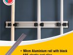 Janitorial Wall Rail 90cm (With Black End Clips)