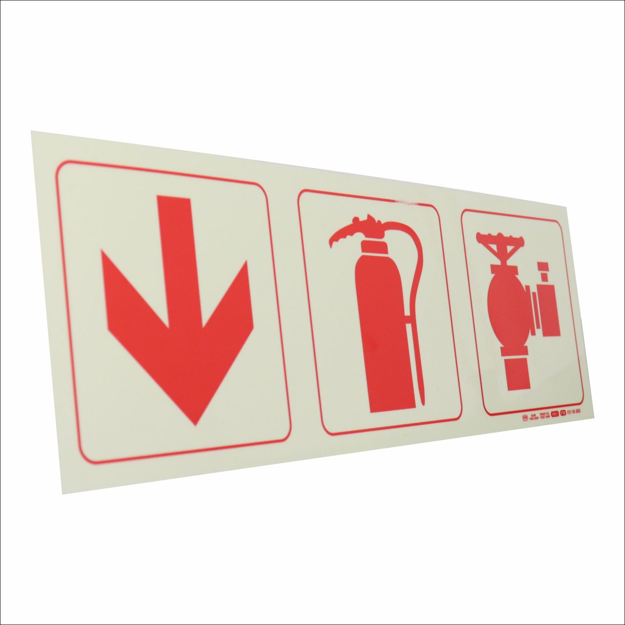 Photoluminescent 190mm Safety Sign F10 Arrow Down Fire Extinguisher Fire Hydrant