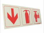 Photoluminescent 190mm Safety Sign F10 Arrow Down Fire Extinguisher Fire Hydrant