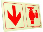 Photoluminescent 190mm Safety Sign F15 Arrow Down Fire Hydrant