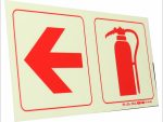 Photoluminescent 190mm Safety Sign F16 Arrow Left Fire Extinguisher