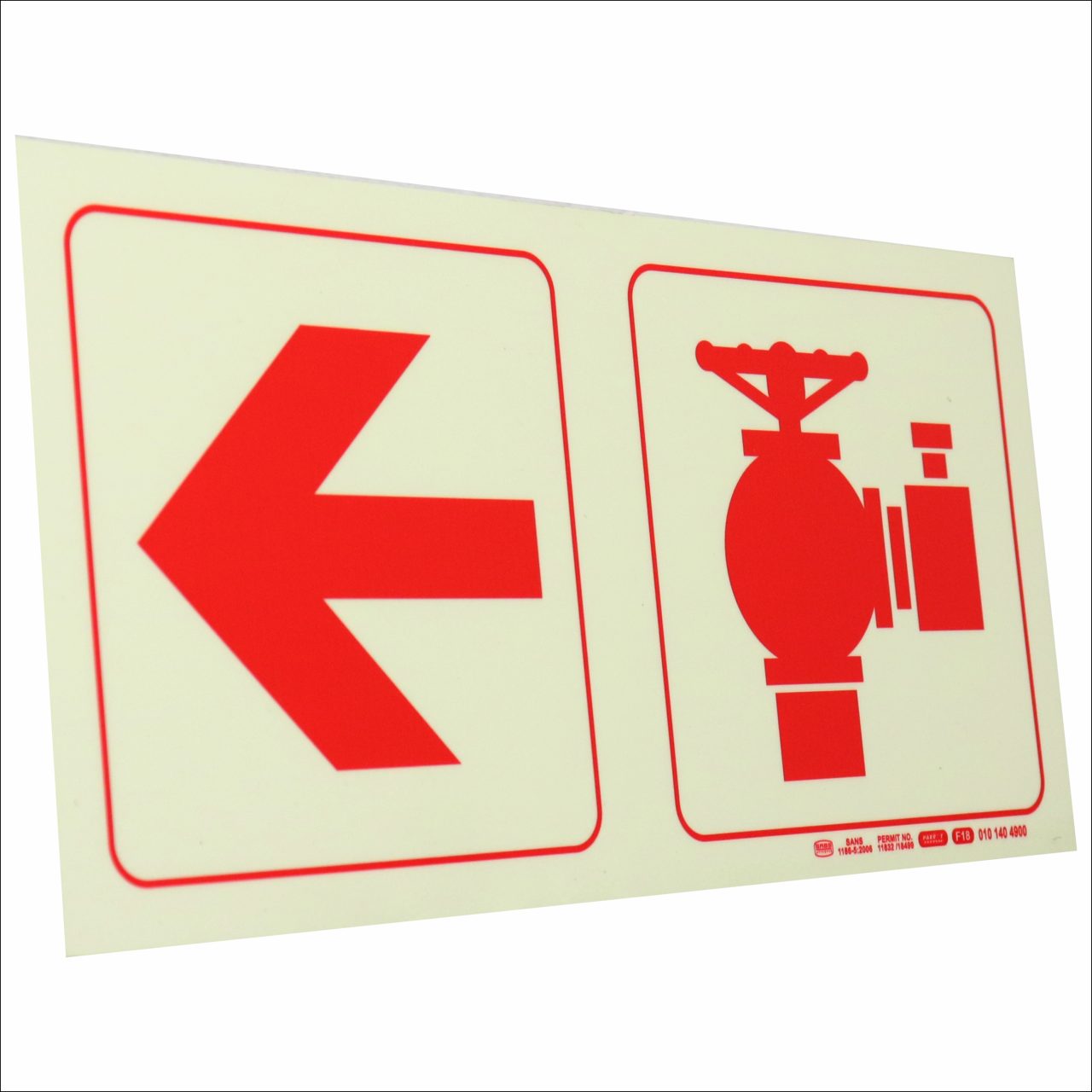 Photoluminescent 190mm Safety Sign F18 Arrow Left Fire Hydrant