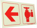 Photoluminescent 190mm Safety Sign F18 Arrow Left Fire Hydrant