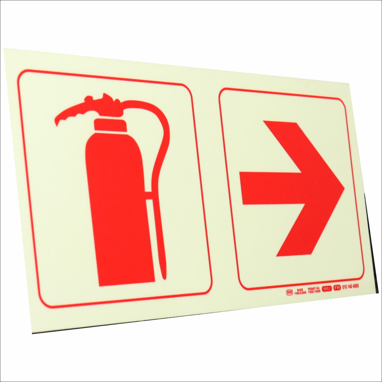 Photoluminescent 190mm Safety Sig F19 Fire Extinguisher Arow Right