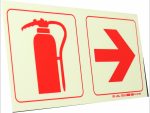 Photoluminescent 190mm Safety Sig F19 Fire Extinguisher Arow Right