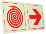 Photoluminescent 190mm Safety Sign F20 Fire Hose Reel Arrow Right