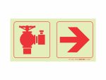 Photoluminescent 190mm Safety Sign Fire Hydrant Arrow Right