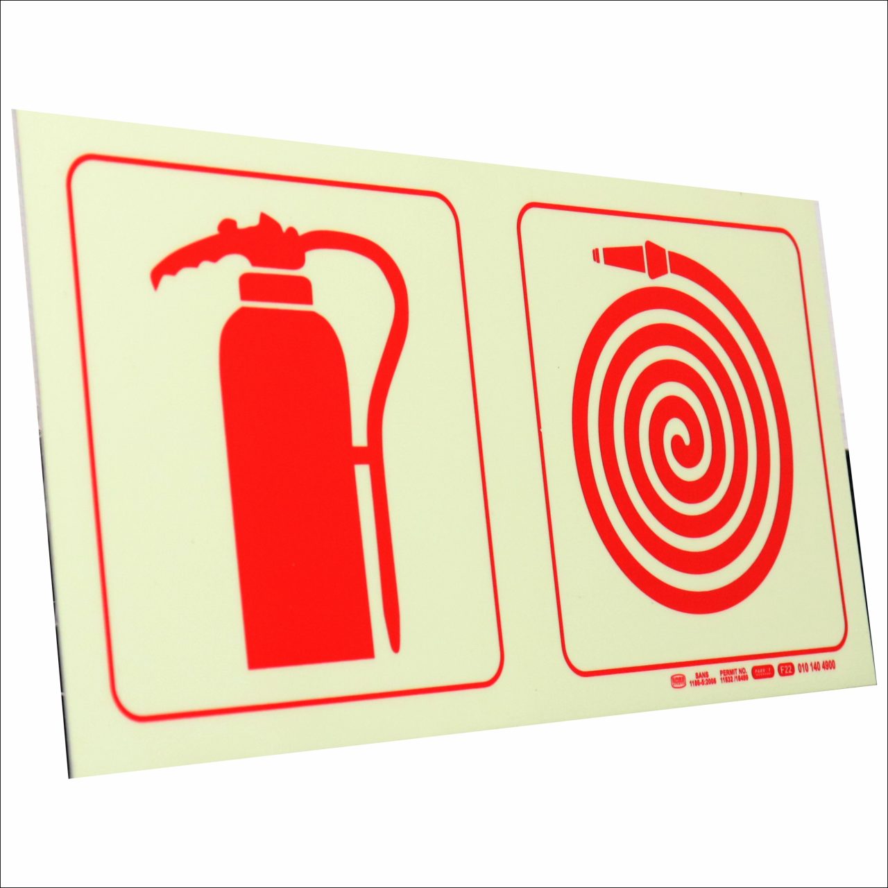 Photoluminescent 190mm Safety Sign F22 Fire Extinguisher Fire Hose Reel