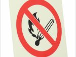 Photoluminescent 190mm Safety Sign F26 No Open Or Naked Flames