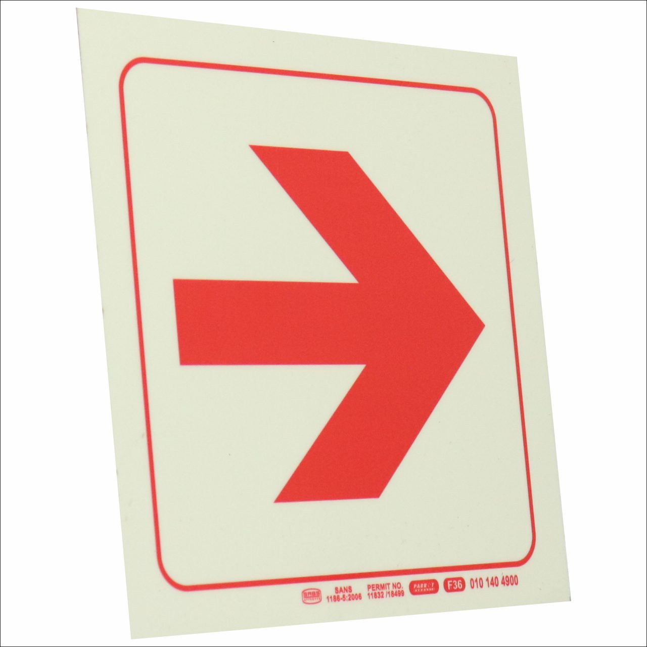 Photoluminescent 190mm Safety Sign F36 Arrow Right