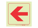 Photoluminescent 190mm Safety Sign F37 Arrow Left
