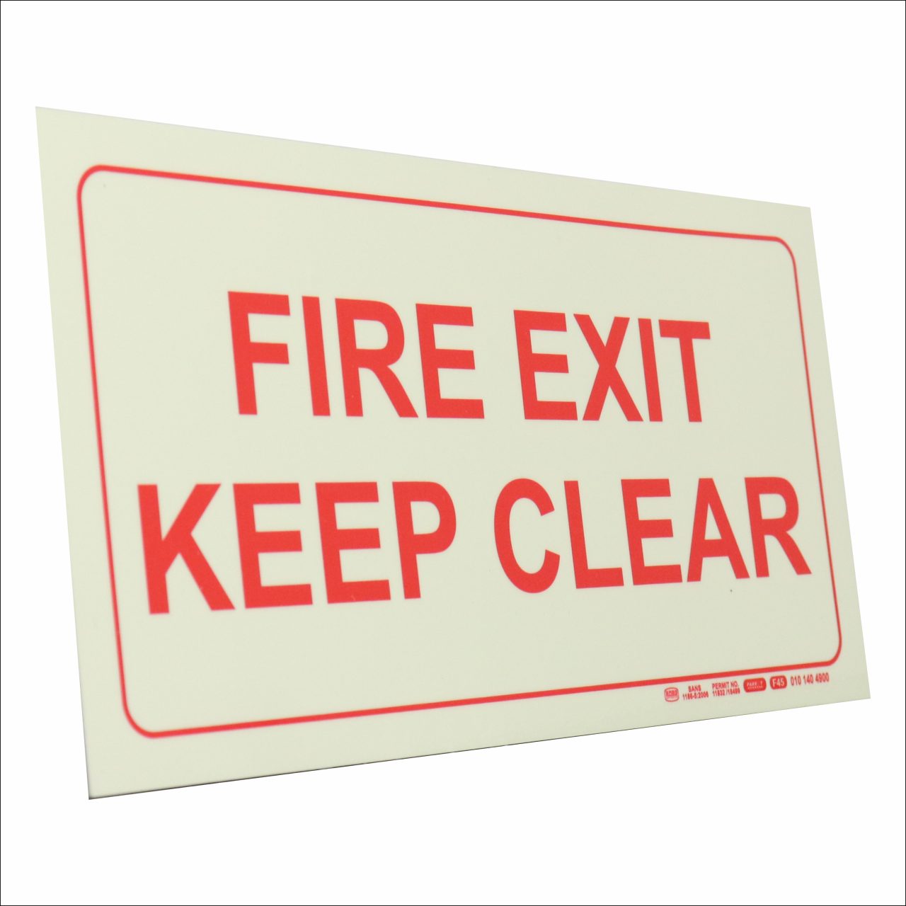 Photoluminescent 190mm Safety Sign F45 Fire Exit Keep Clear