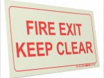 Photoluminescent 190mm Safety Sign F45 Fire Exit Keep Clear