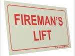 Photoluminescent 190mm Safety Sign F47 Firemans Lift