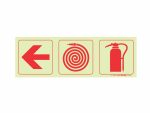 Photoluminescent 190mm Safety Sign F5 Arrow Left Fire Hose Reel Fire Extinguishes