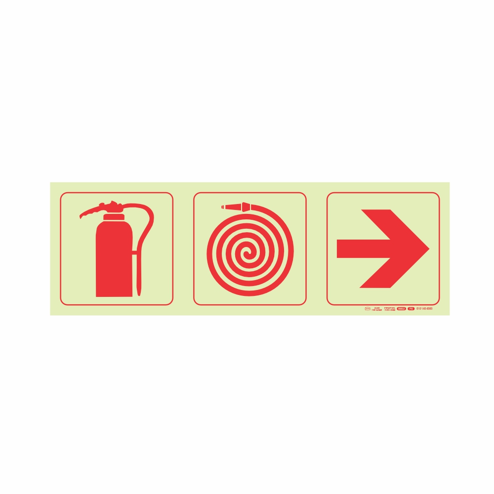 Photoluminescent 190mm Safety Sign F6 Fire Extinguisher Fire Hose Reel