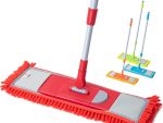 Kleaner Microfiber Extendable Flat Mop Red