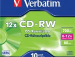 Verbatim 12x CD-RW, 700MB, 80min, Jewel Case, (10 Pack)