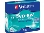 Verbatim 4x DVD+RW, 4.7GB, 120min, 5-pack